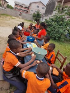 Pupils participating in outdoor group learning